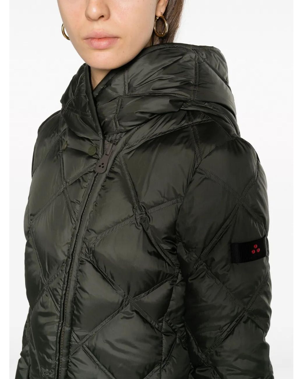 Peuterey Gray Hooded Quilted Coat