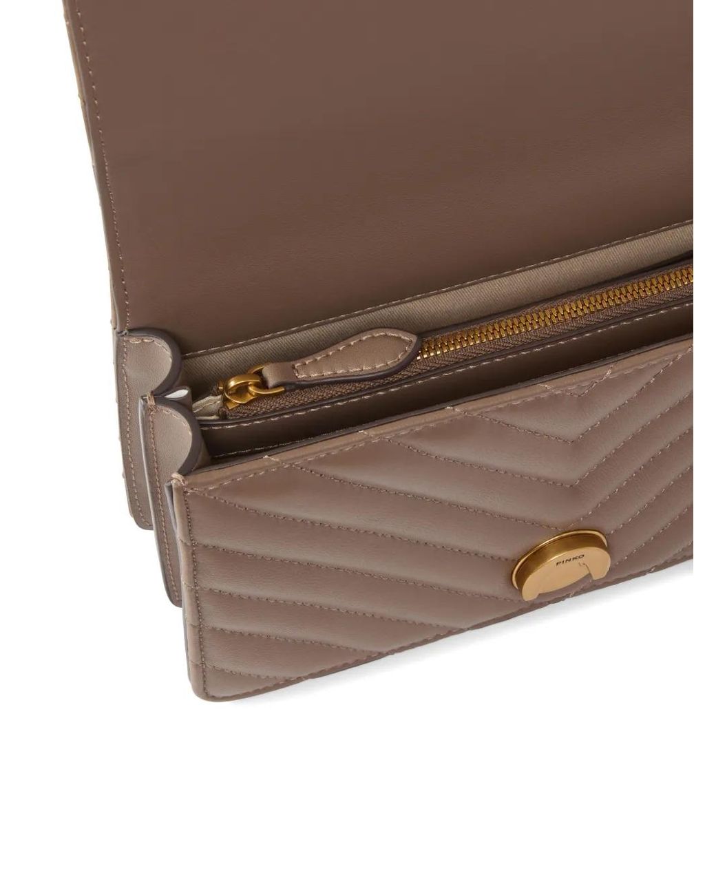 Pinko Brown Small Love One Chevron Shoulder Bag