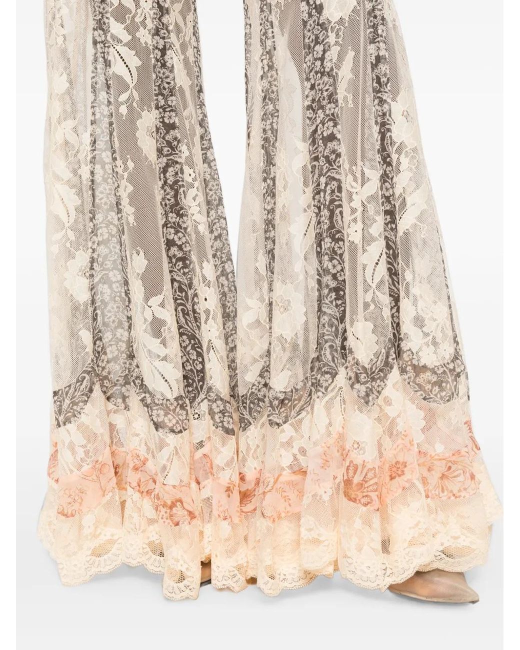 Zimmermann White Valiant Printed Silk Flared Trousers