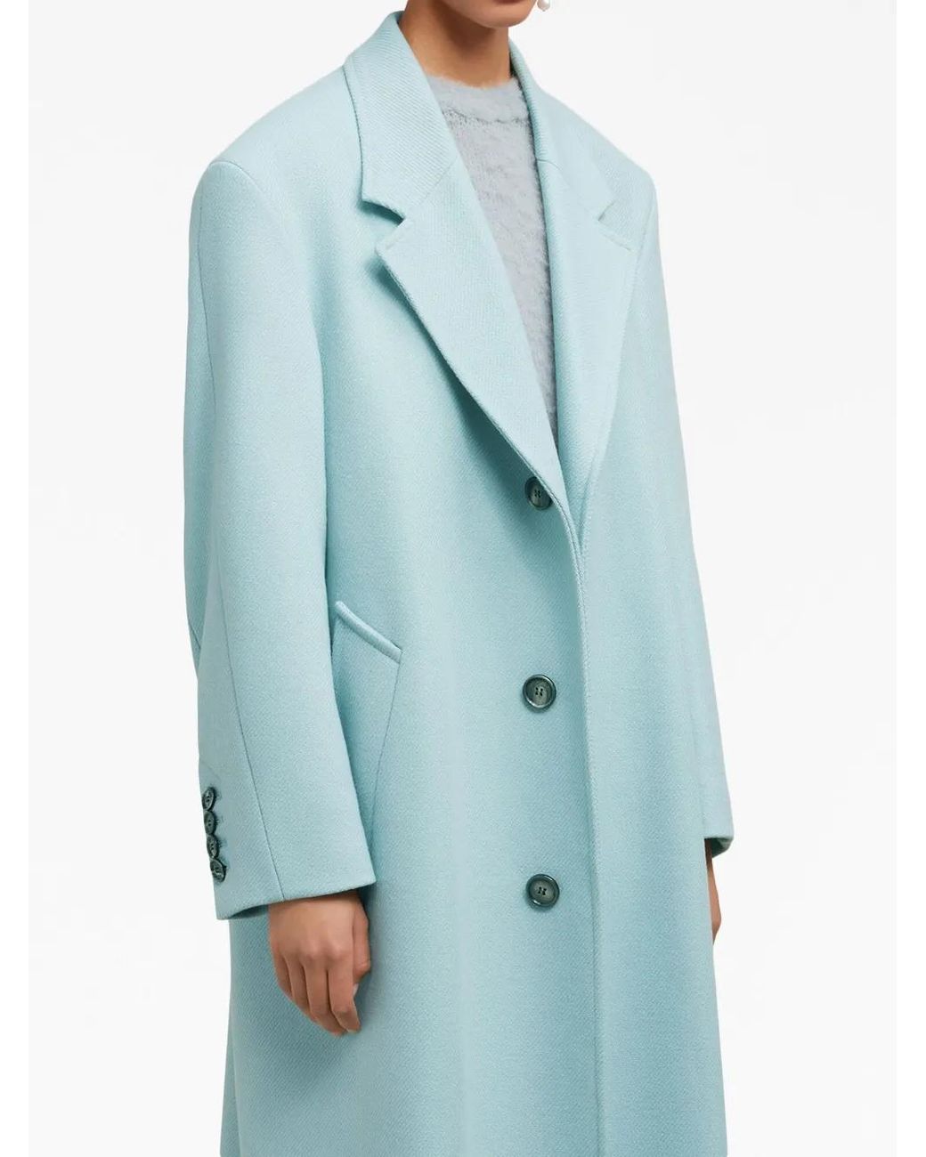 AMI Blue Single-Breasted Coat