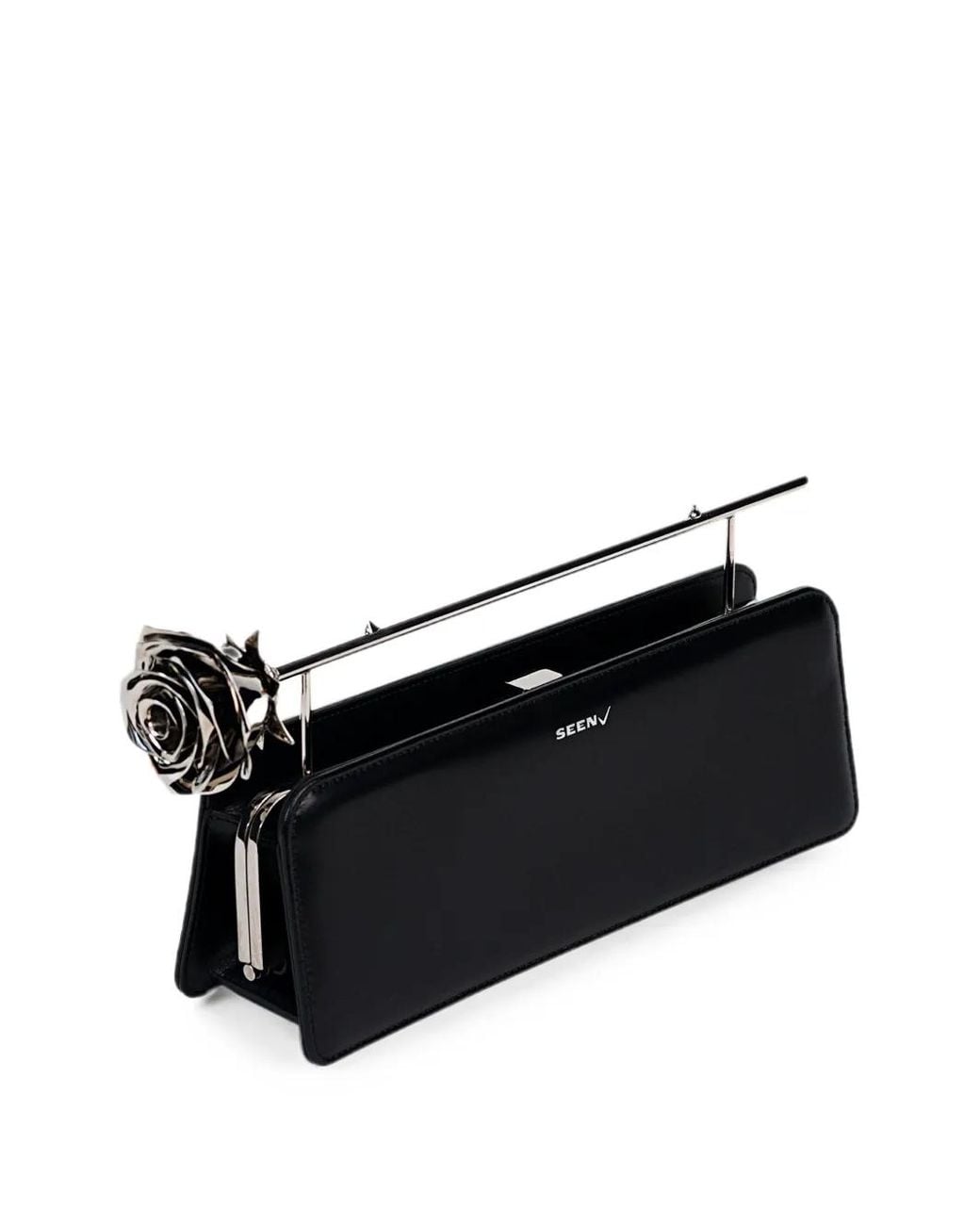 SEEN USERS Black Rose 11 Floral-Detail Clutch Bag