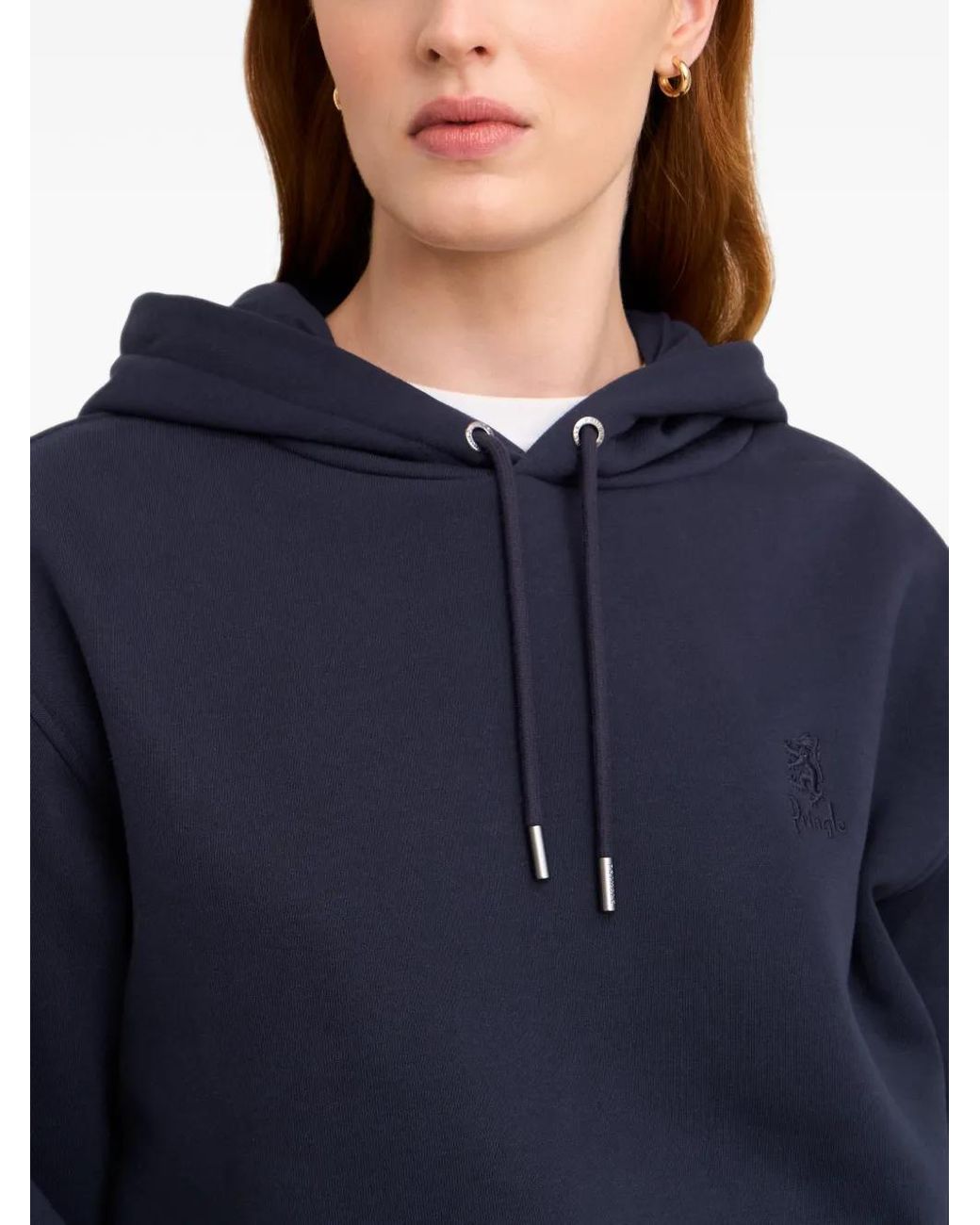 Pringle of Scotland Blue Logo-Embroidered Hoodie