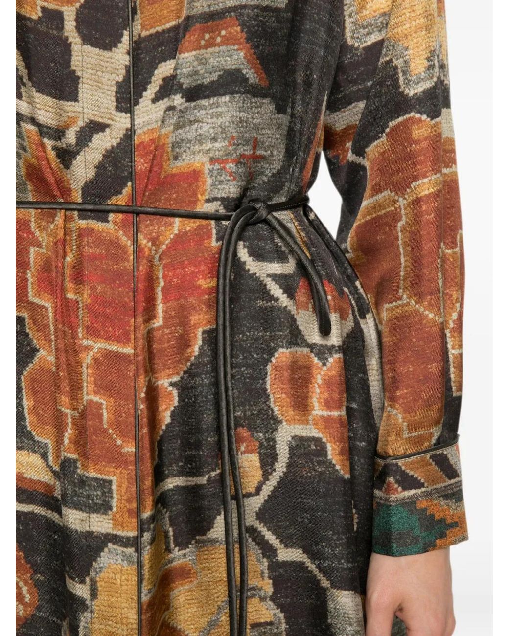 Pierre Louis Mascia Metallic Graphic-Print Maxi Dress