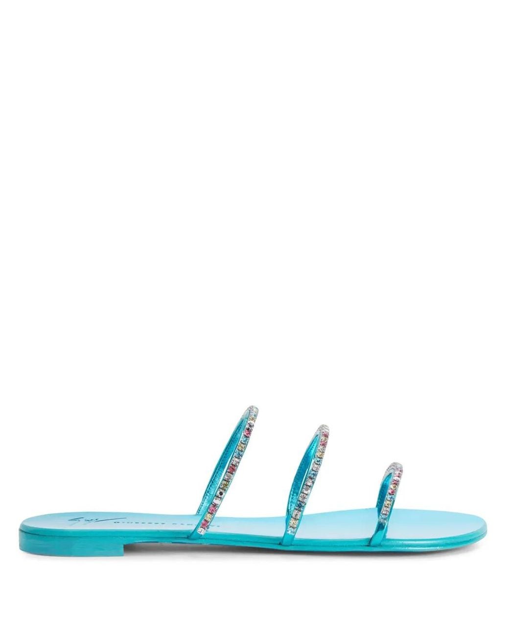 Giuseppe Zanotti Blue Dark Colorful Rhinestone-Embellished Sandals