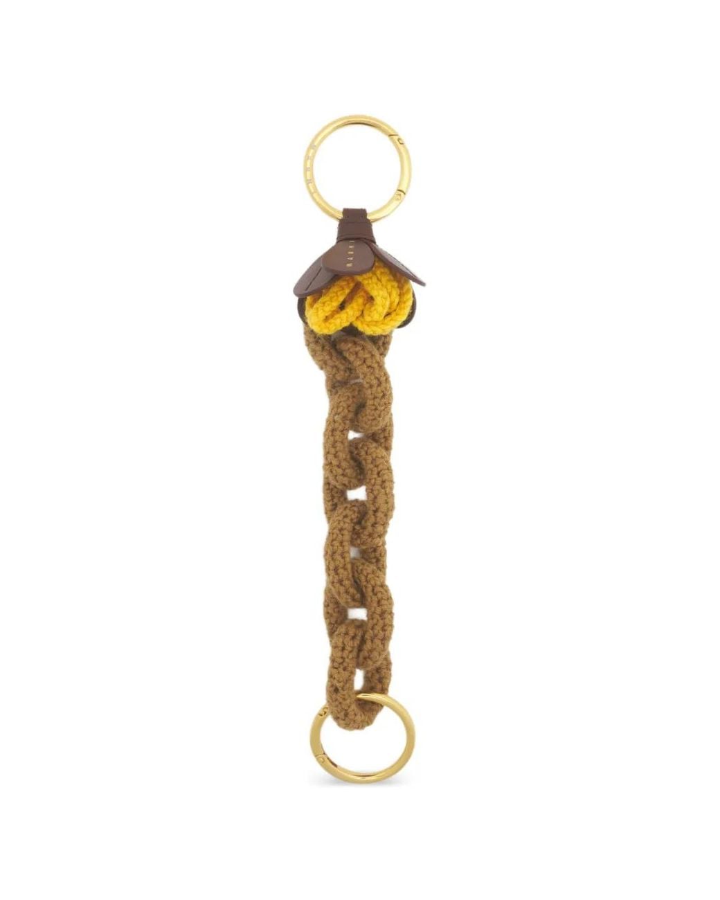 Marni Metallic Crochet-Knit Flower-Detail Keyring