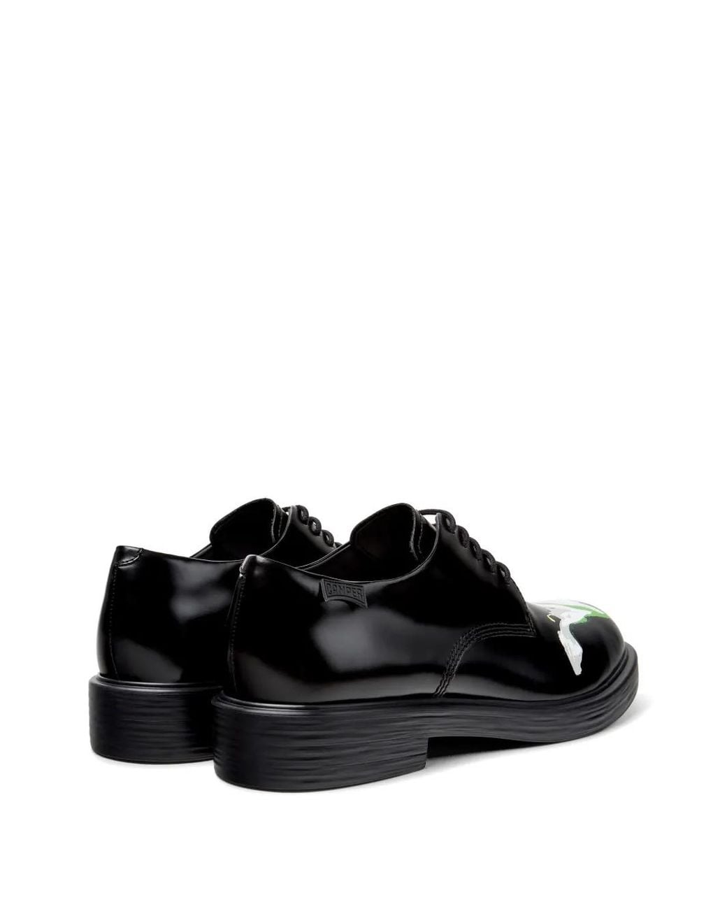 Camper Black Twins Floral-Print Leather Lace-Up Shoes for men