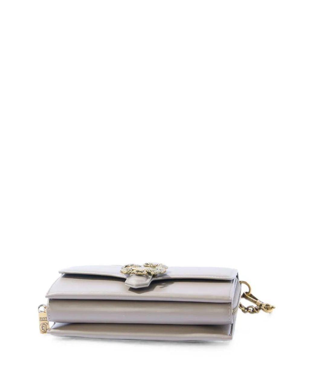 Just Cavalli Gray Iconic Snakes Chain Mini Bag