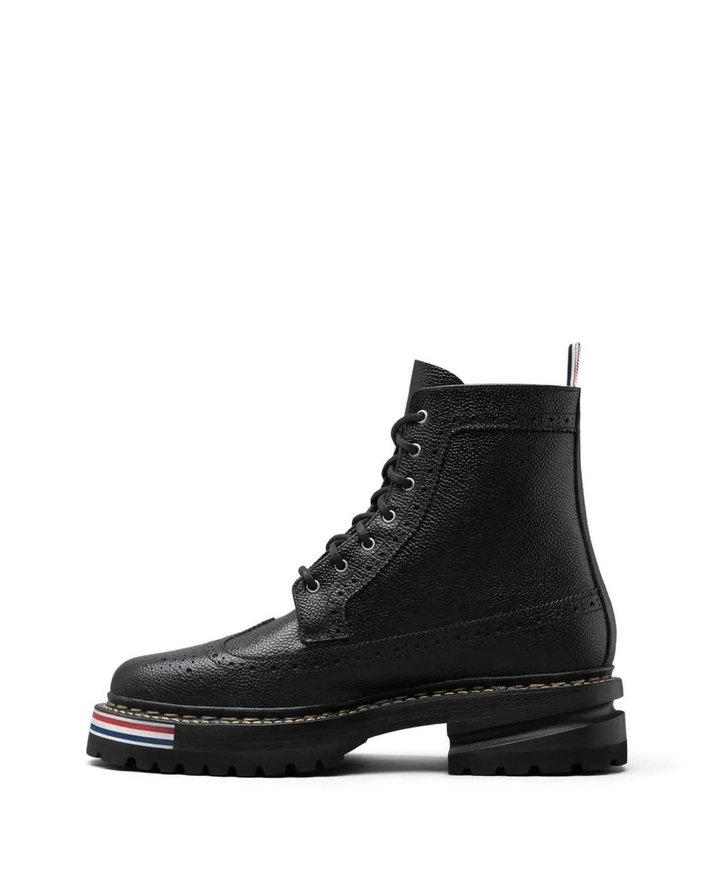 Thom Browne Black Pebble Grain Hiking Sole Longwing Boots