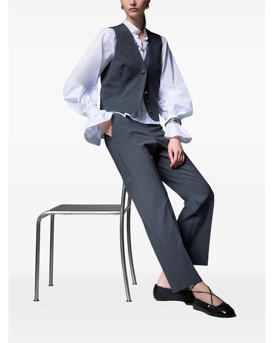 Liu Jo Blue Flannel Flare Pants