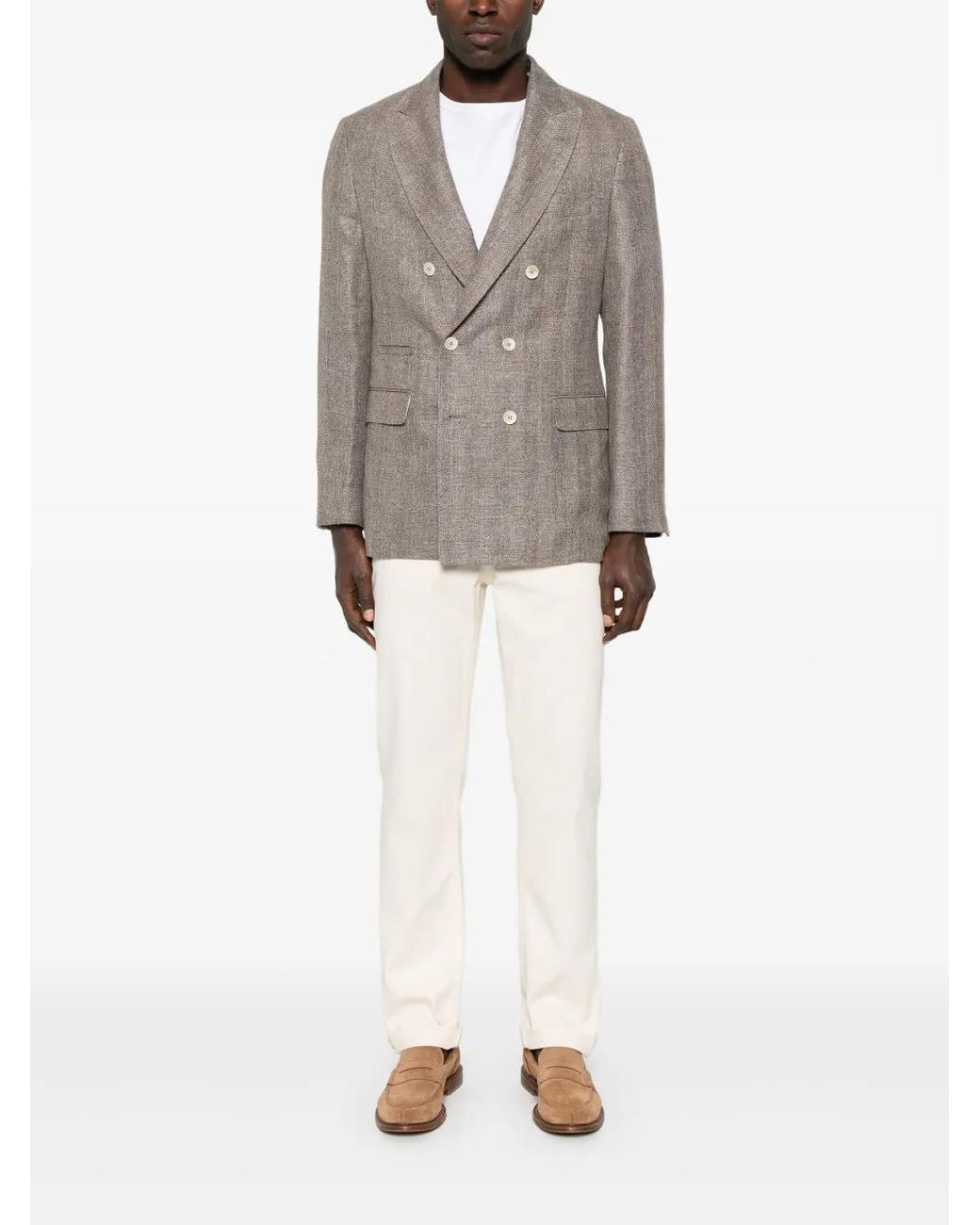 Brunello Cucinelli Brown Suit Type Jacket Clothing for men