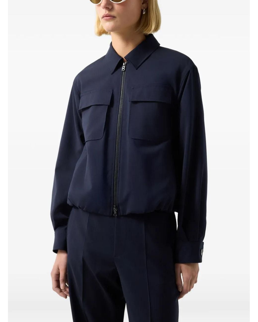 Bogner Blue Tracy Drawstring-Hem Shirt Jacket