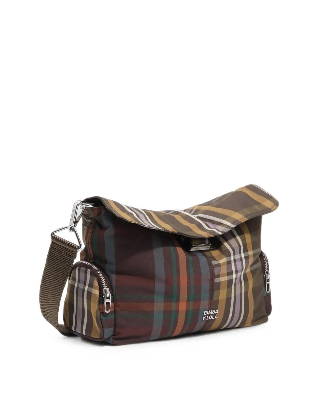 Bimba Y Lola Black Grand Sac À Main À Motif Tartan Chocolat Et Vert