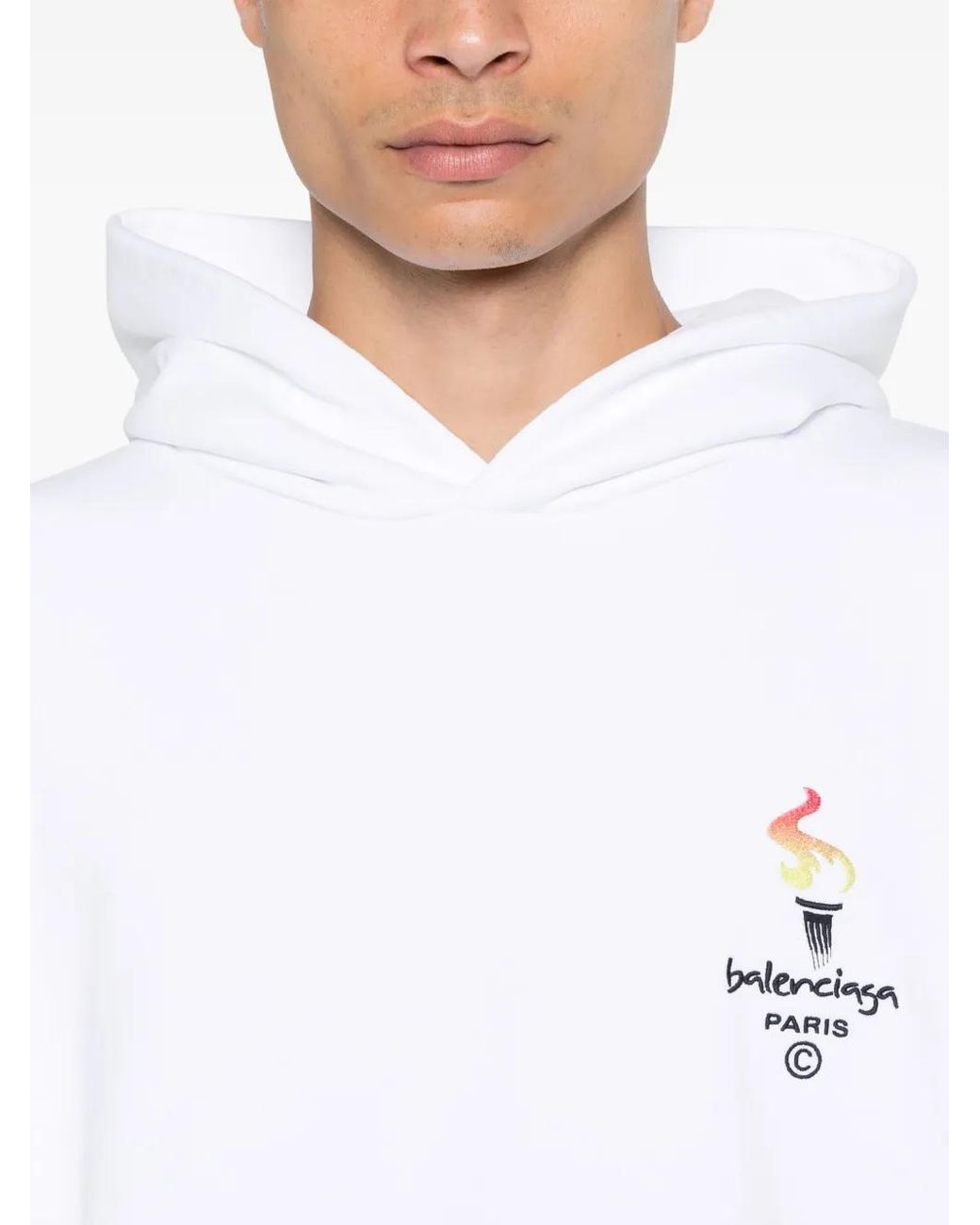 Balenciaga White Paris Olympics Hoodie for men