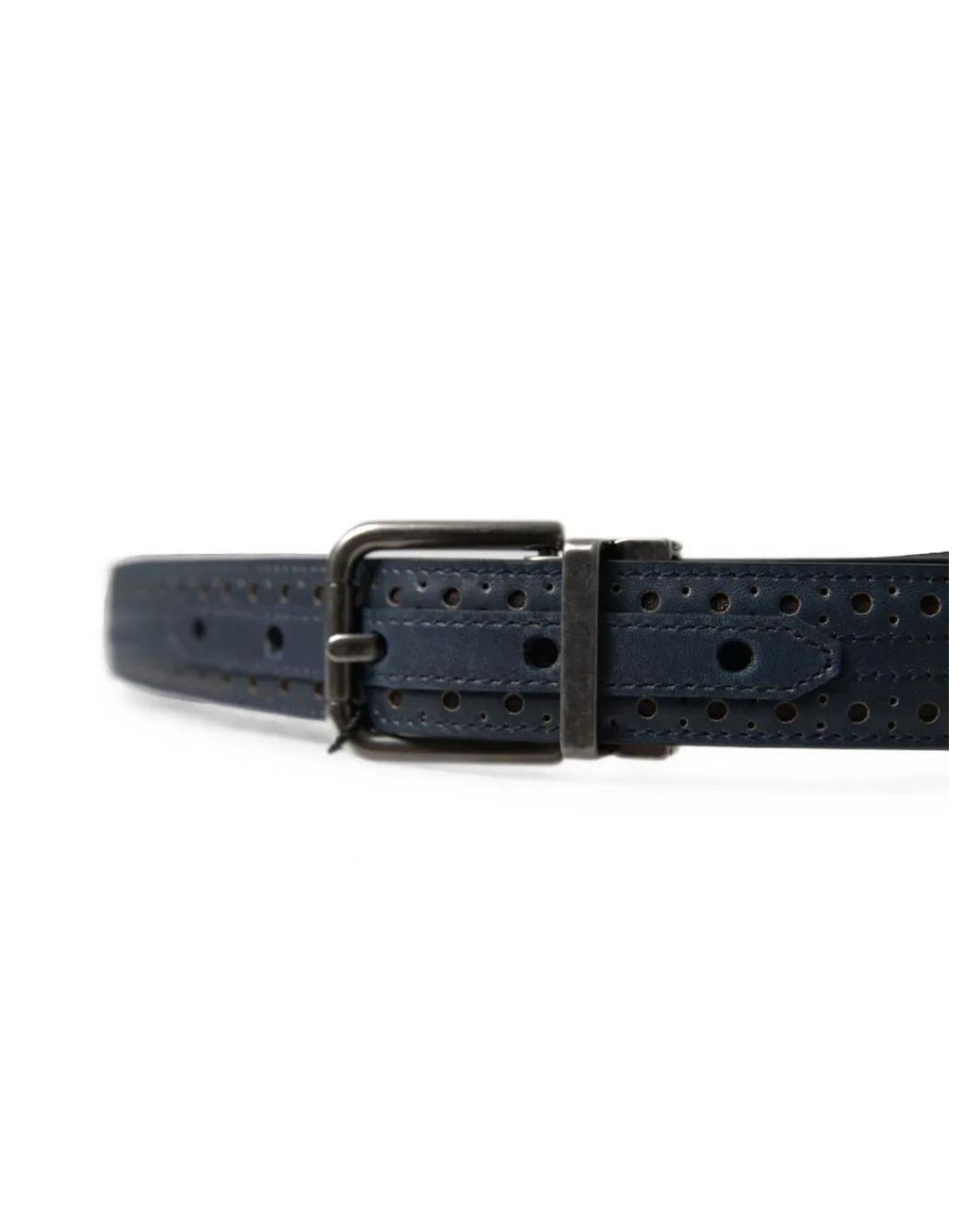 Dolce & Gabbana White Perforated Reversible Leather Belt for men