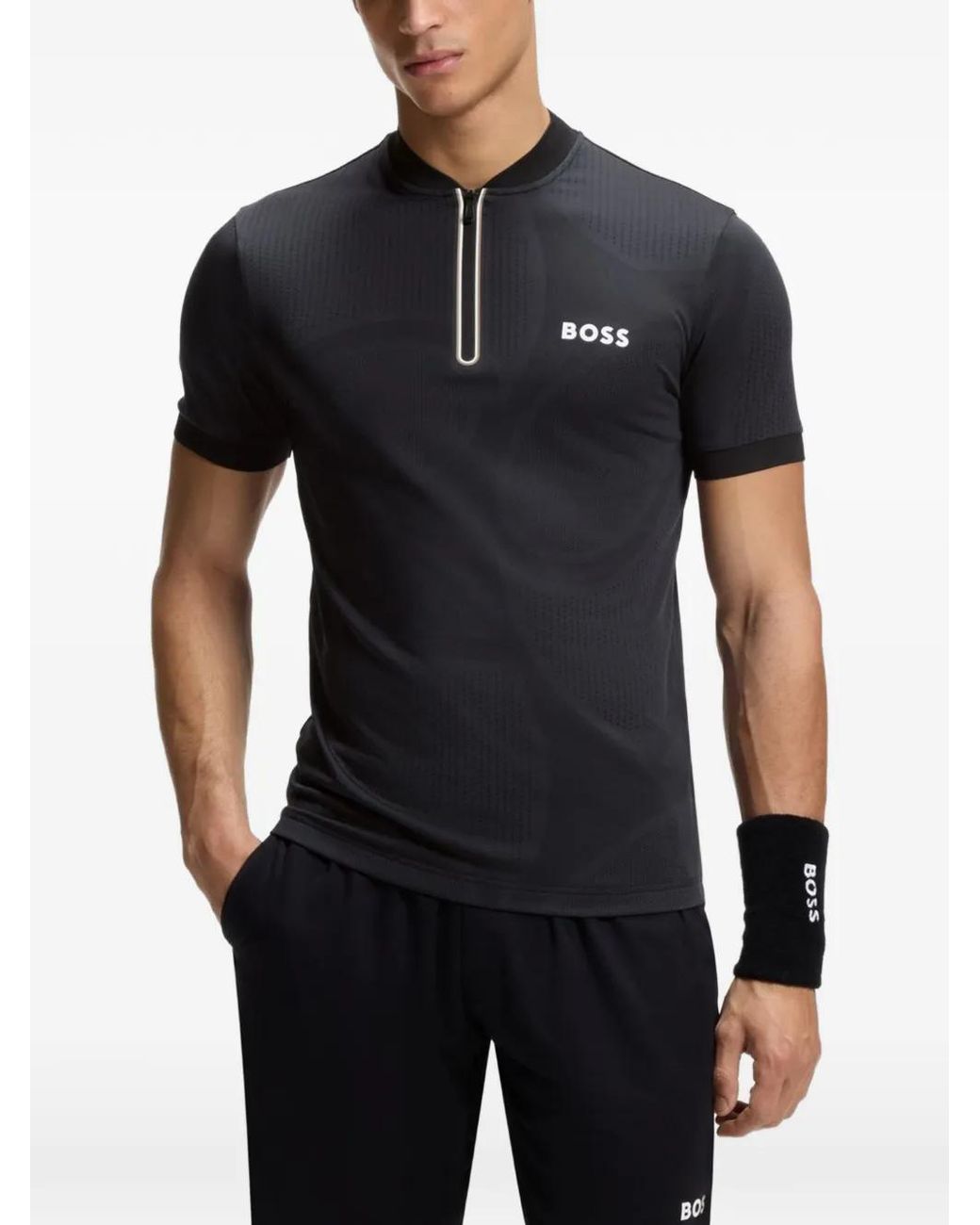 Boss Black Polo Zippé À Design Perforé for men