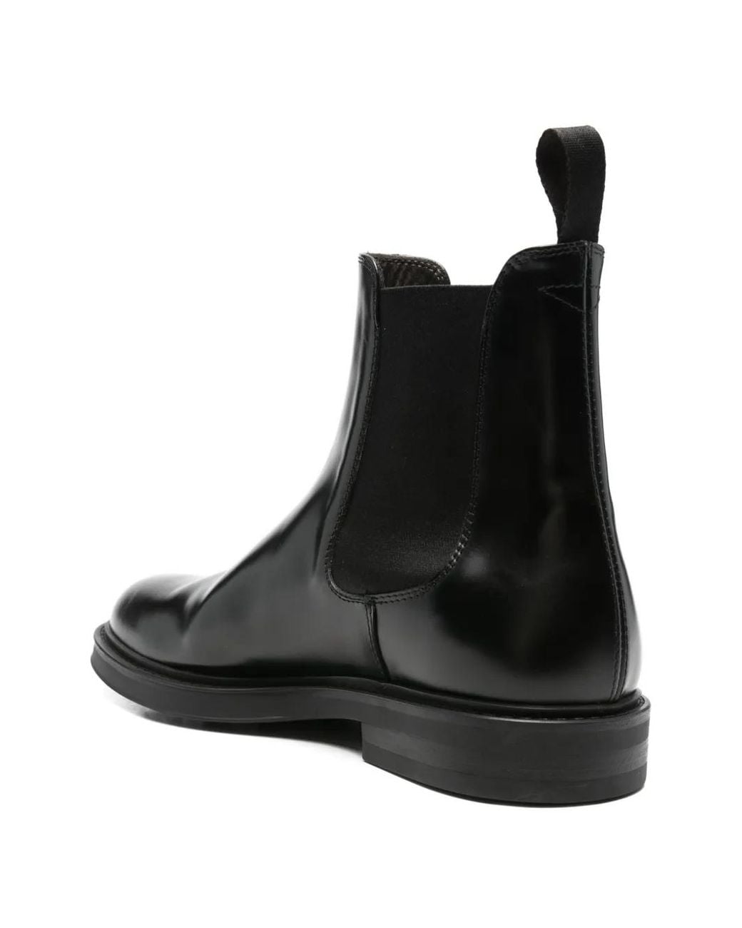 Green George Black Elastic-Panel Leather Boots for men