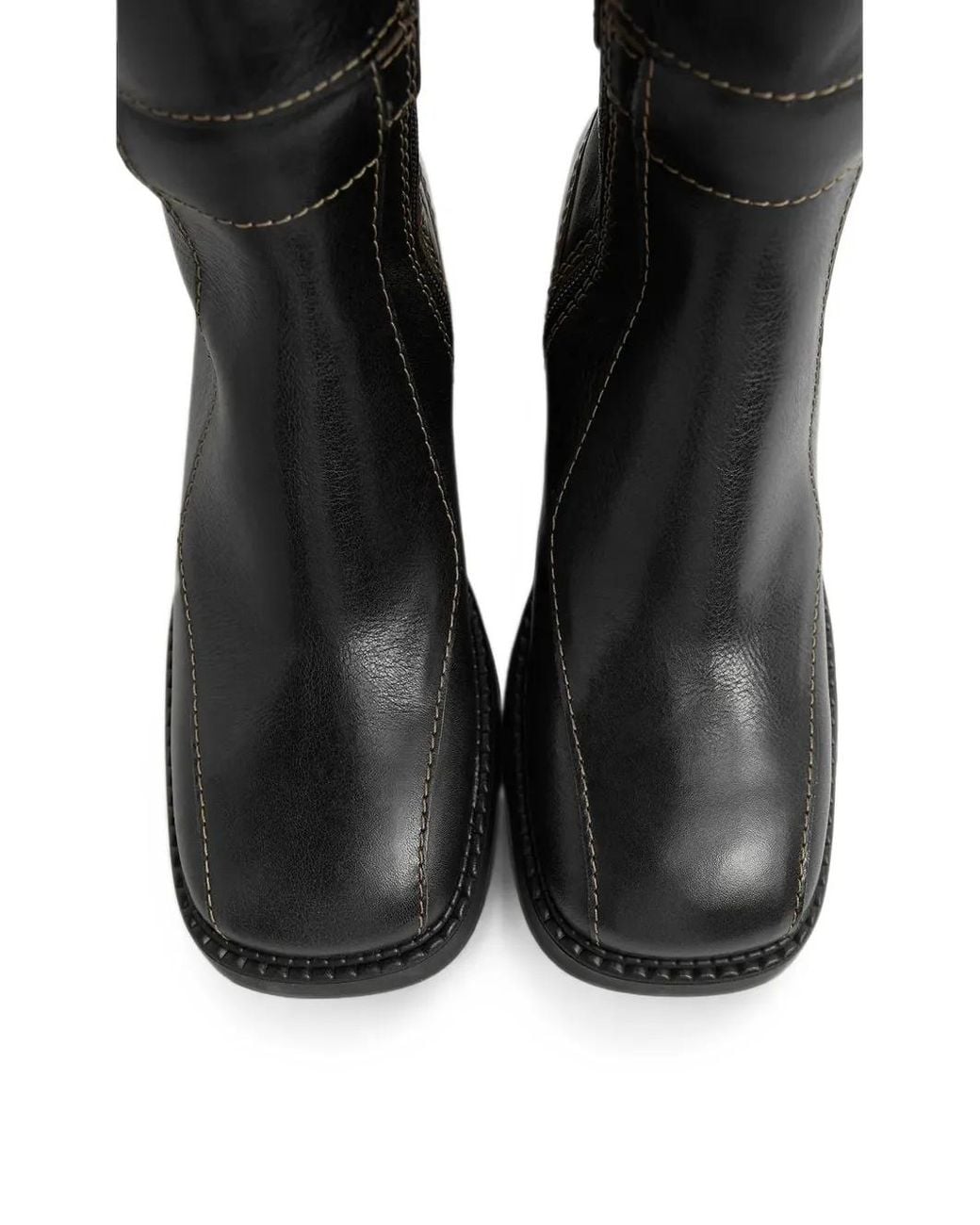 Miista Black Jarmila Buckle-Detail Topstitched Boots