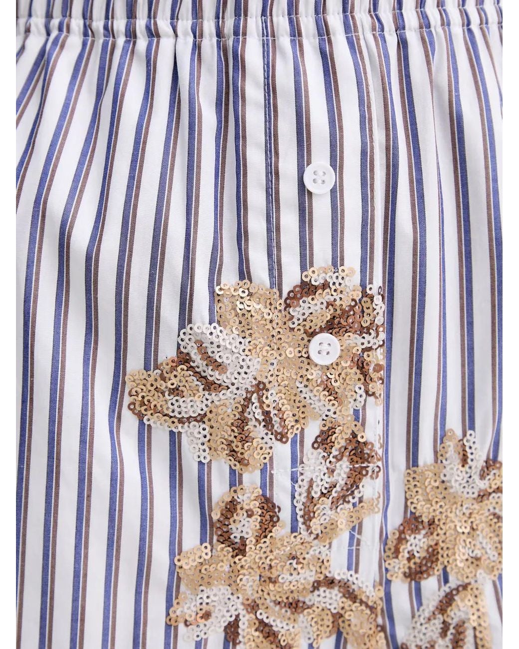Munthe White Nikita Sequin-Embellished Striped Palazzo Pants