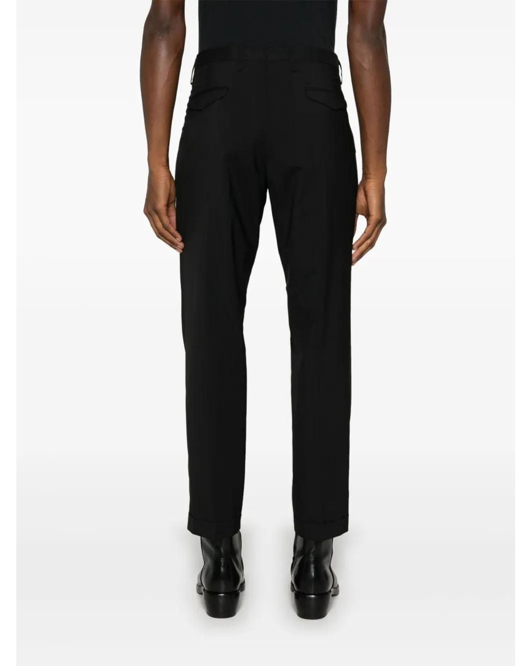 Briglia 1949 Black Tapered Cropped Wool-Blend Trousers for men