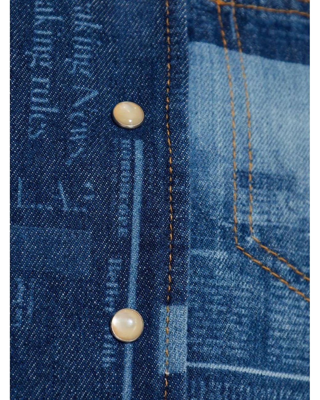 Palm Angels Blue Denim Shirt