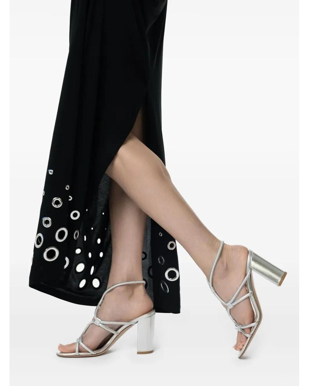 Gianvito Rossi Metallic 85Mm Knotted Leather Sandals