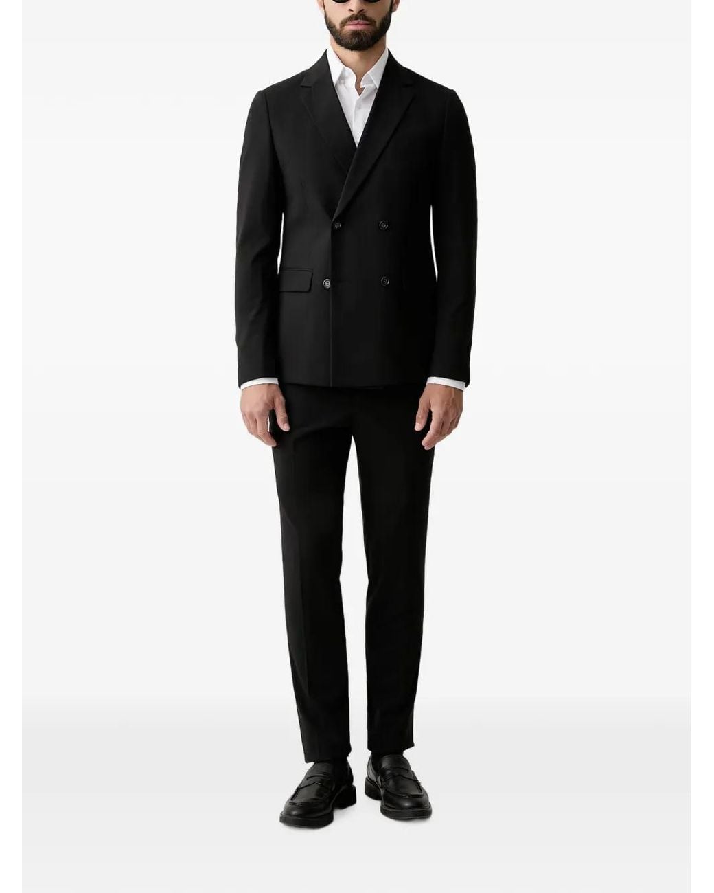 Lindbergh Black Double-Breasted Slim-Fit Suit for men