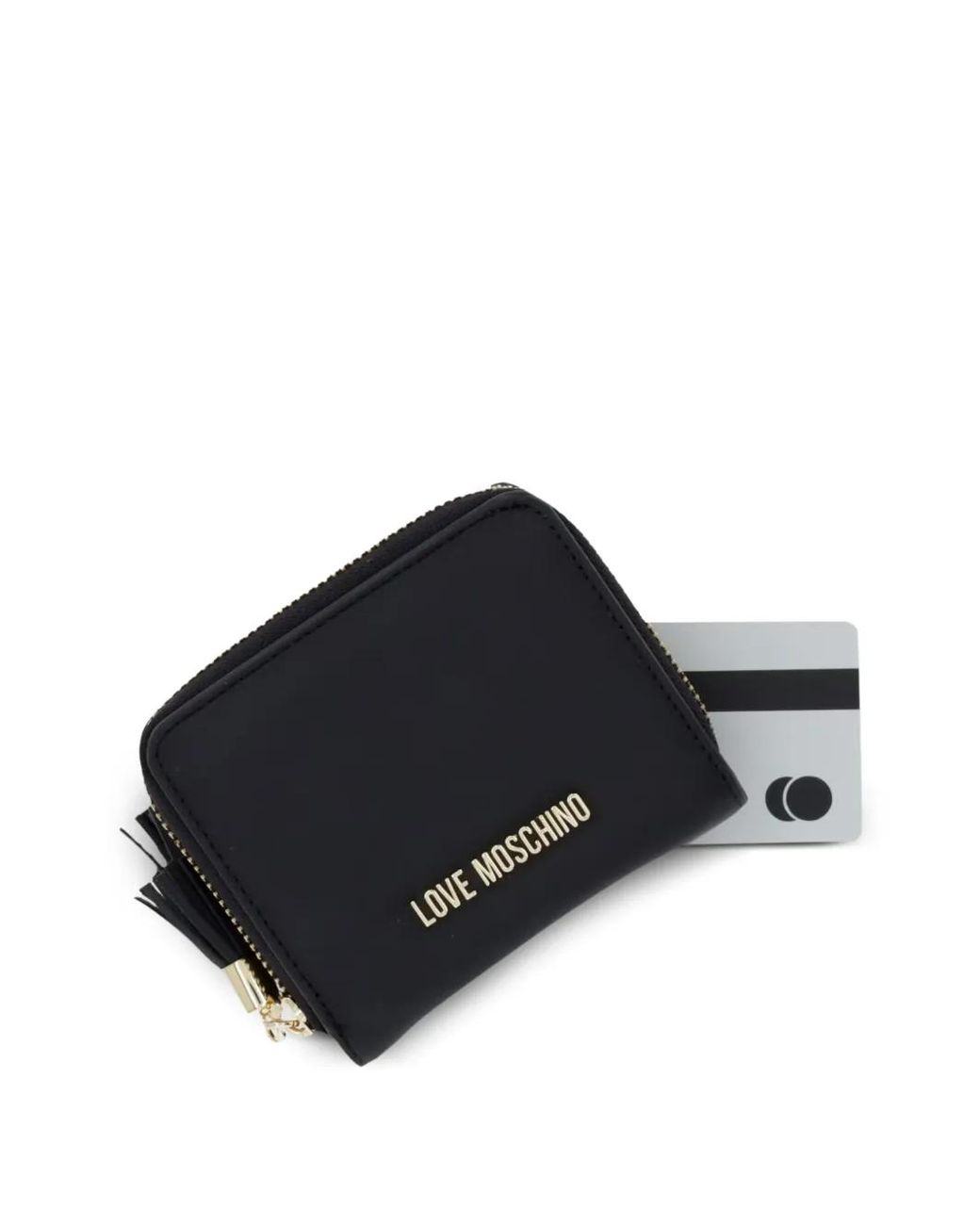 Love Moschino Black Logo-Plaque Zip Wallet