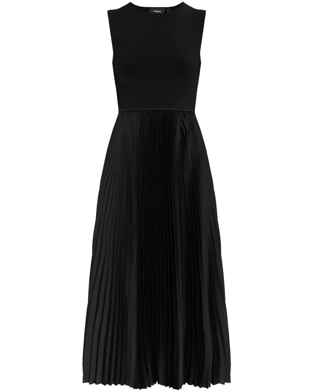 Theory Black Pleated Satin Dress