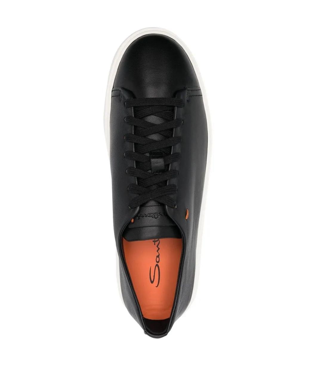 Santoni Gray Leather Low-Top Sneakers
