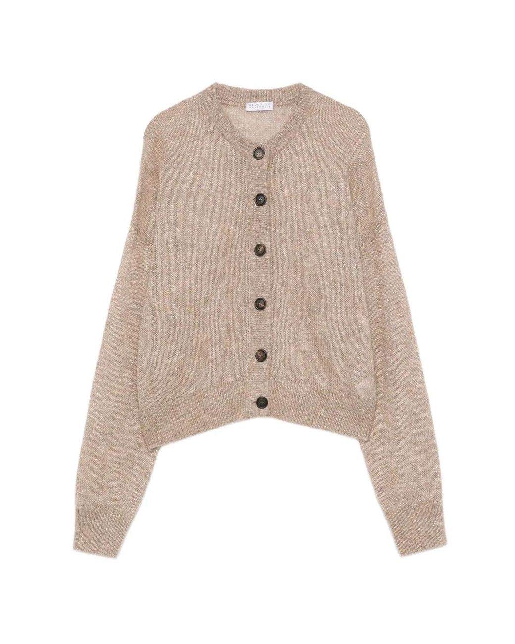 Brunello Cucinelli Natural Cardigan En Maille À Effet De Transparence