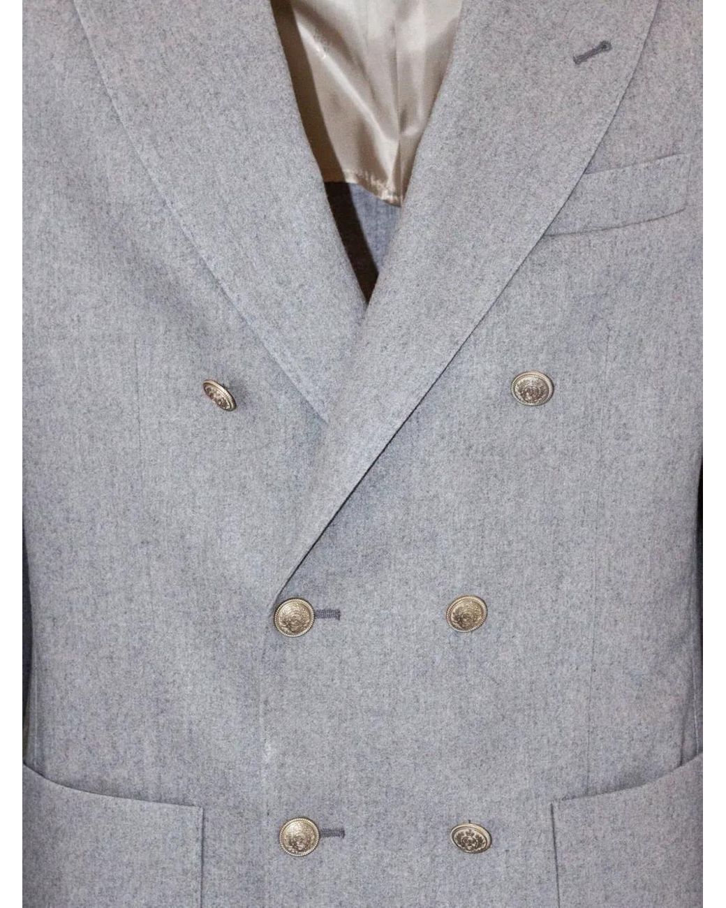 Eleventy Gray Peak-Lapel Double-Breasted Jacket for men