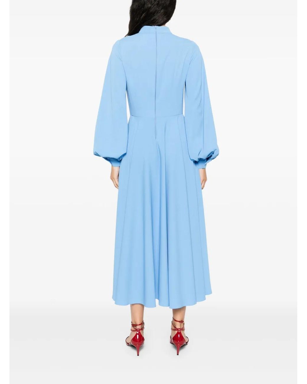 Nissa Blue High-Neck Midi Dress
