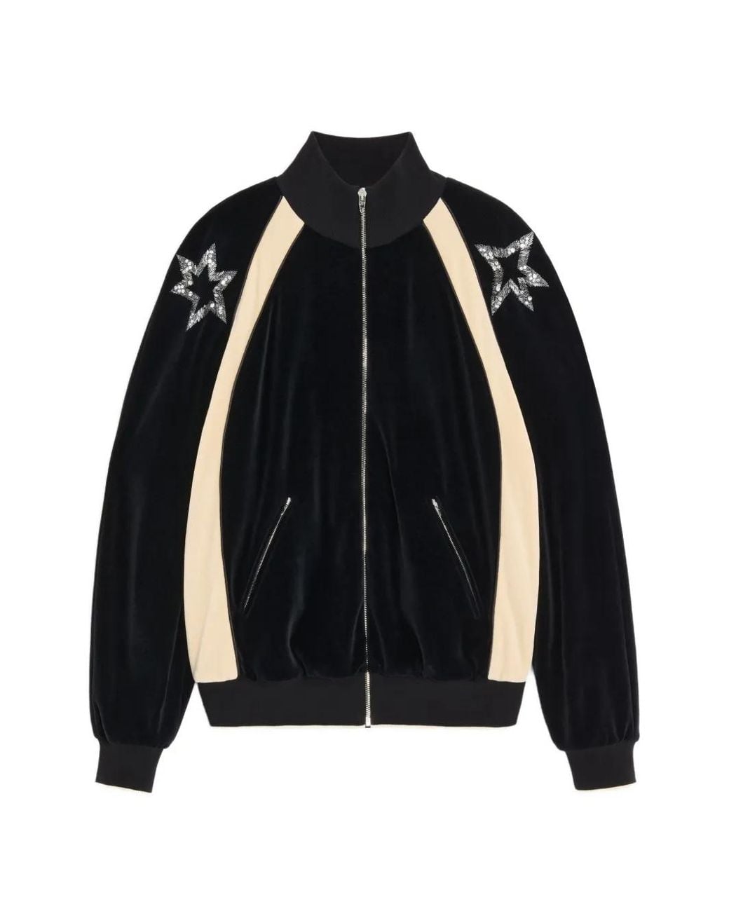Valentino Garavani Blue Sweat-Shirt Zippé Avec Broderie Panther Et Sequin-Stars for men