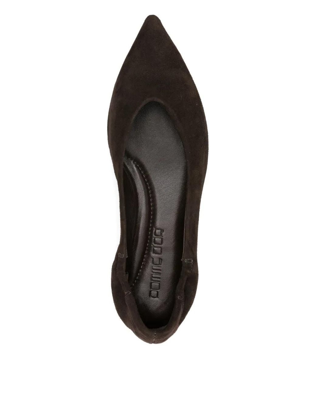Pomme D ́Or Black Pointed-Toe Suede Ballet Flats