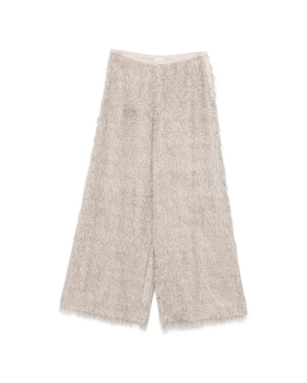 Alysi White Fringed Trousers