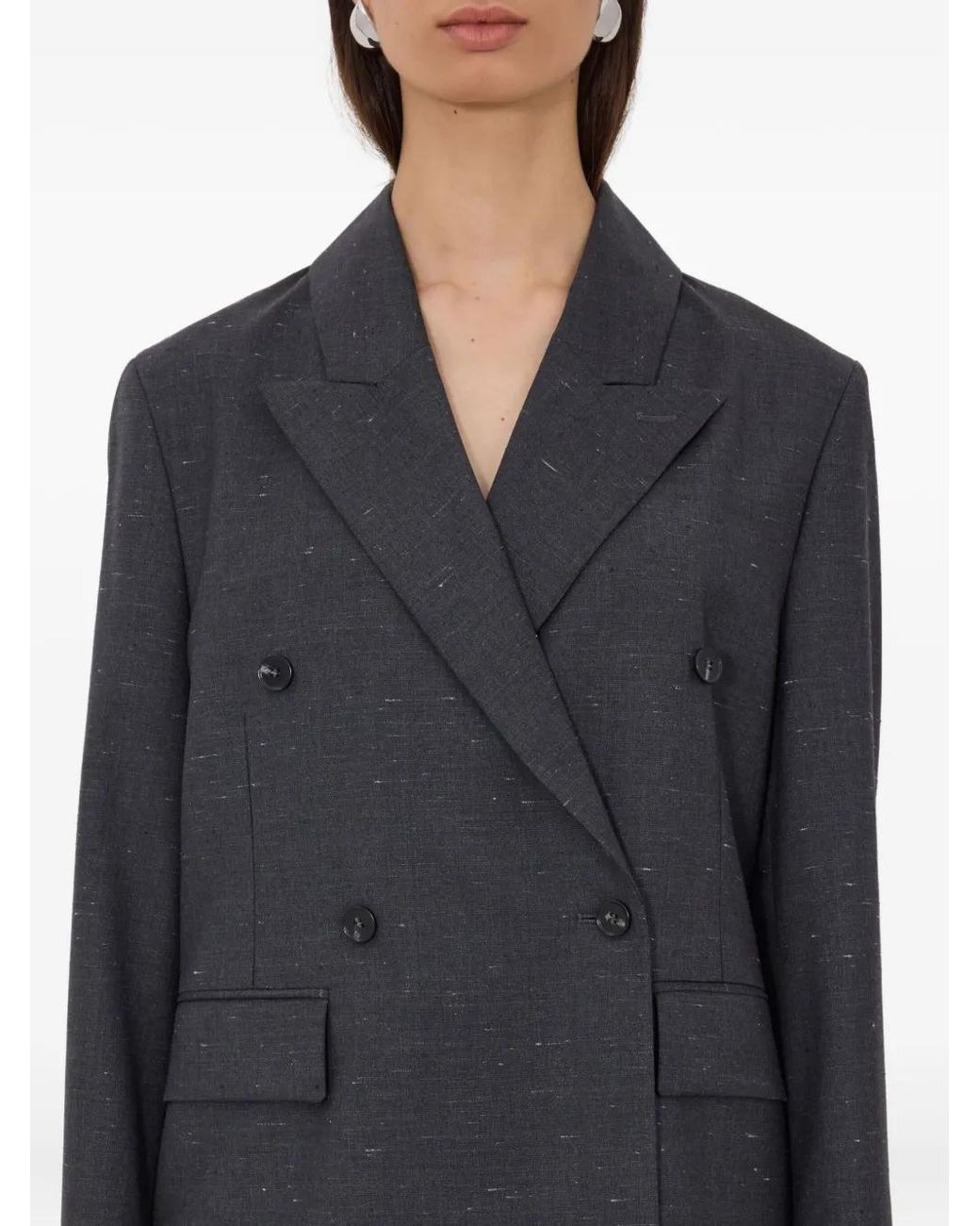 Loulou de Saison Black Norma Double-Breasted Peak-Lapels Blazer