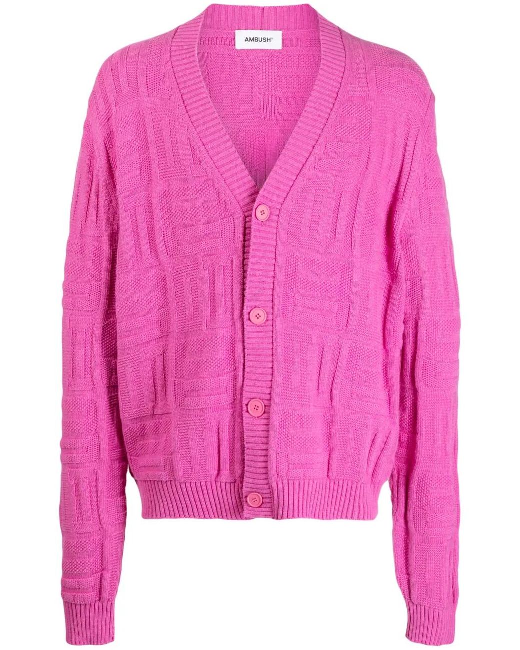 Ambush Pink Monogram-Pattern Knit Cardigan for men