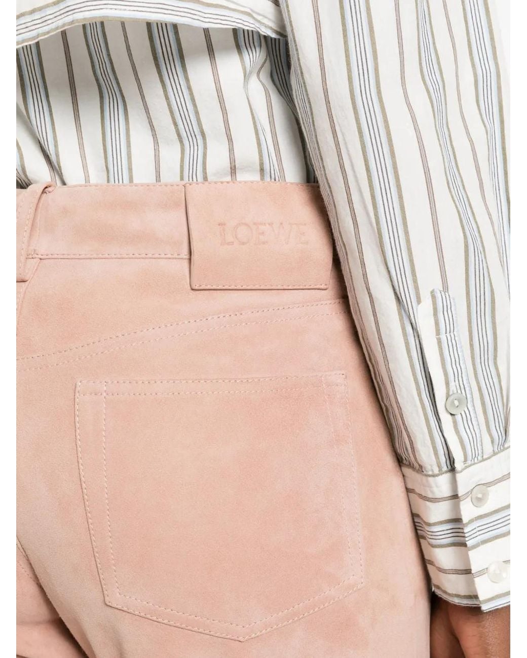 Loewe White Suede Goat-Skin Trousers