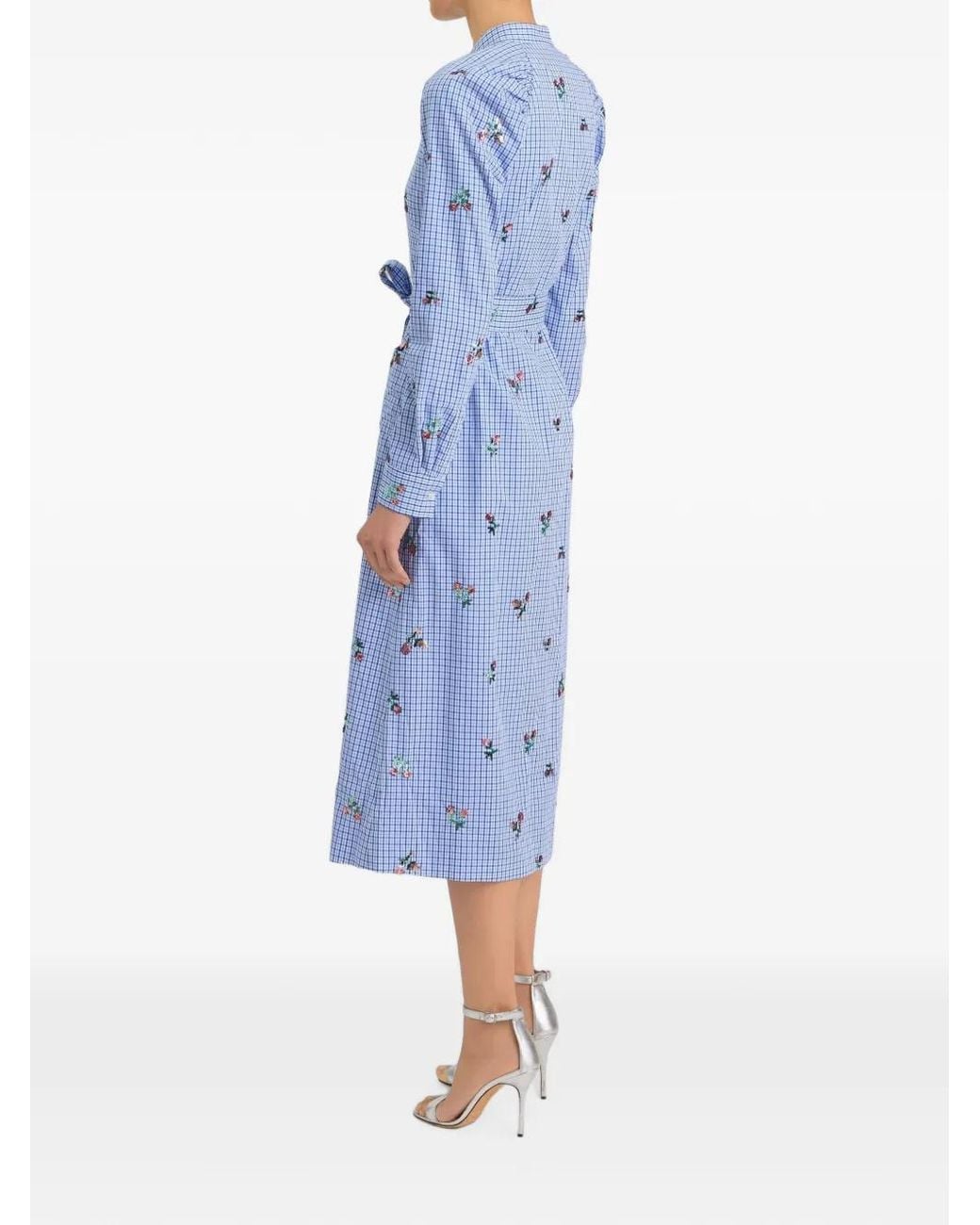 Markarian Blue Gazania Sequin-Embellished Midi Shirt Dress