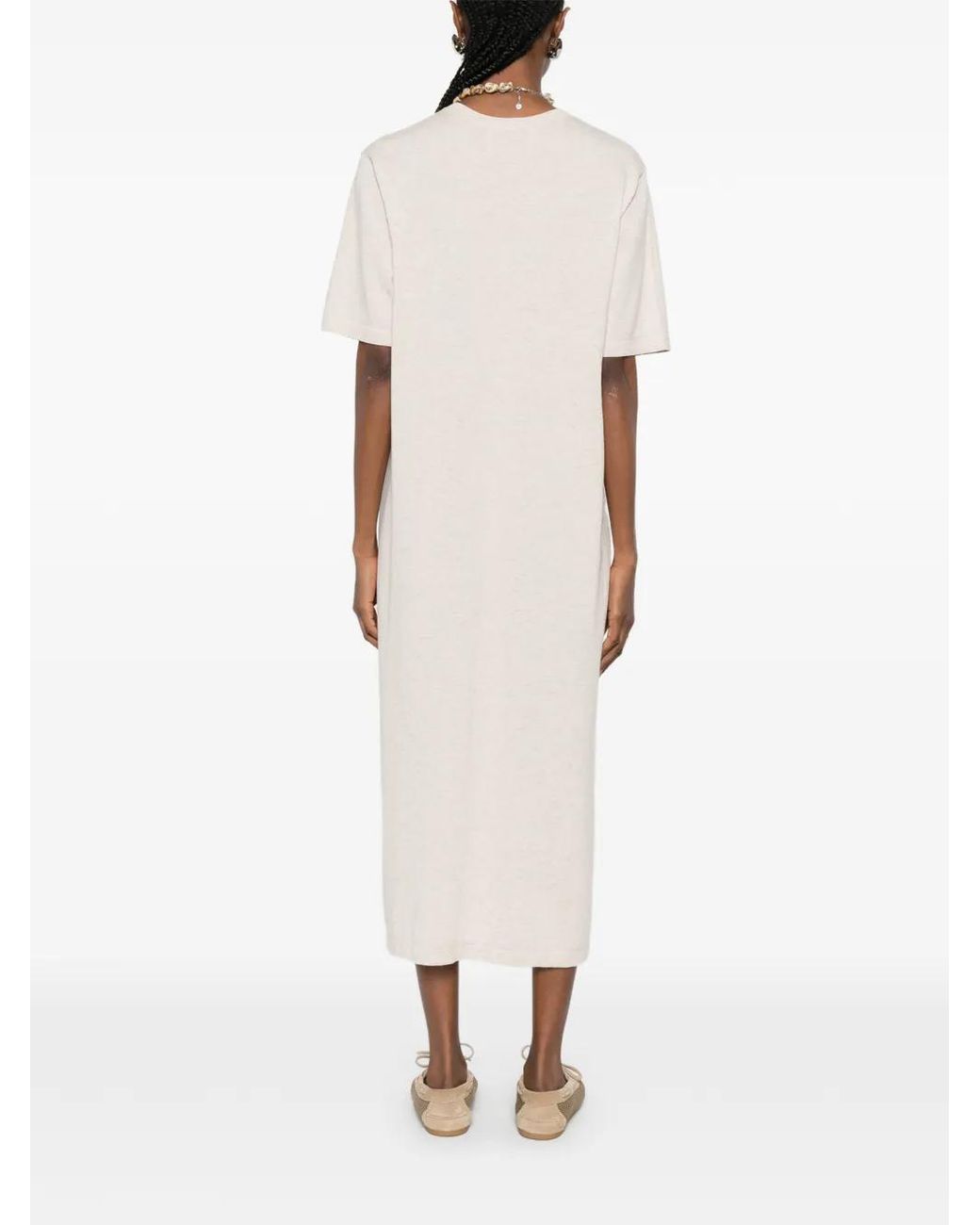 Bompard Side-Slit Extrafine T-Shirt Midi Dress in White | Lyst