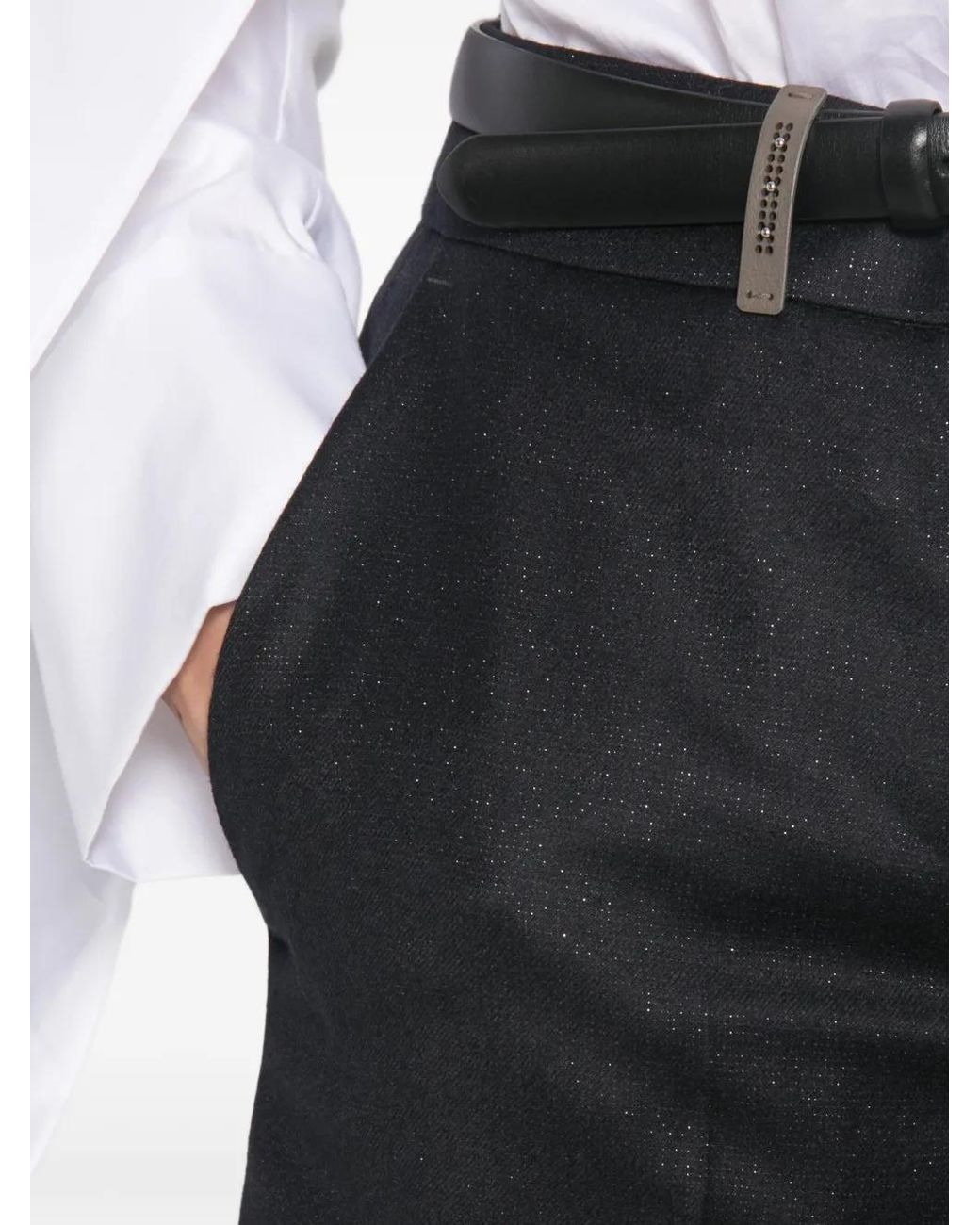 Peserico Black Shimmering Wide-Leg Trousers
