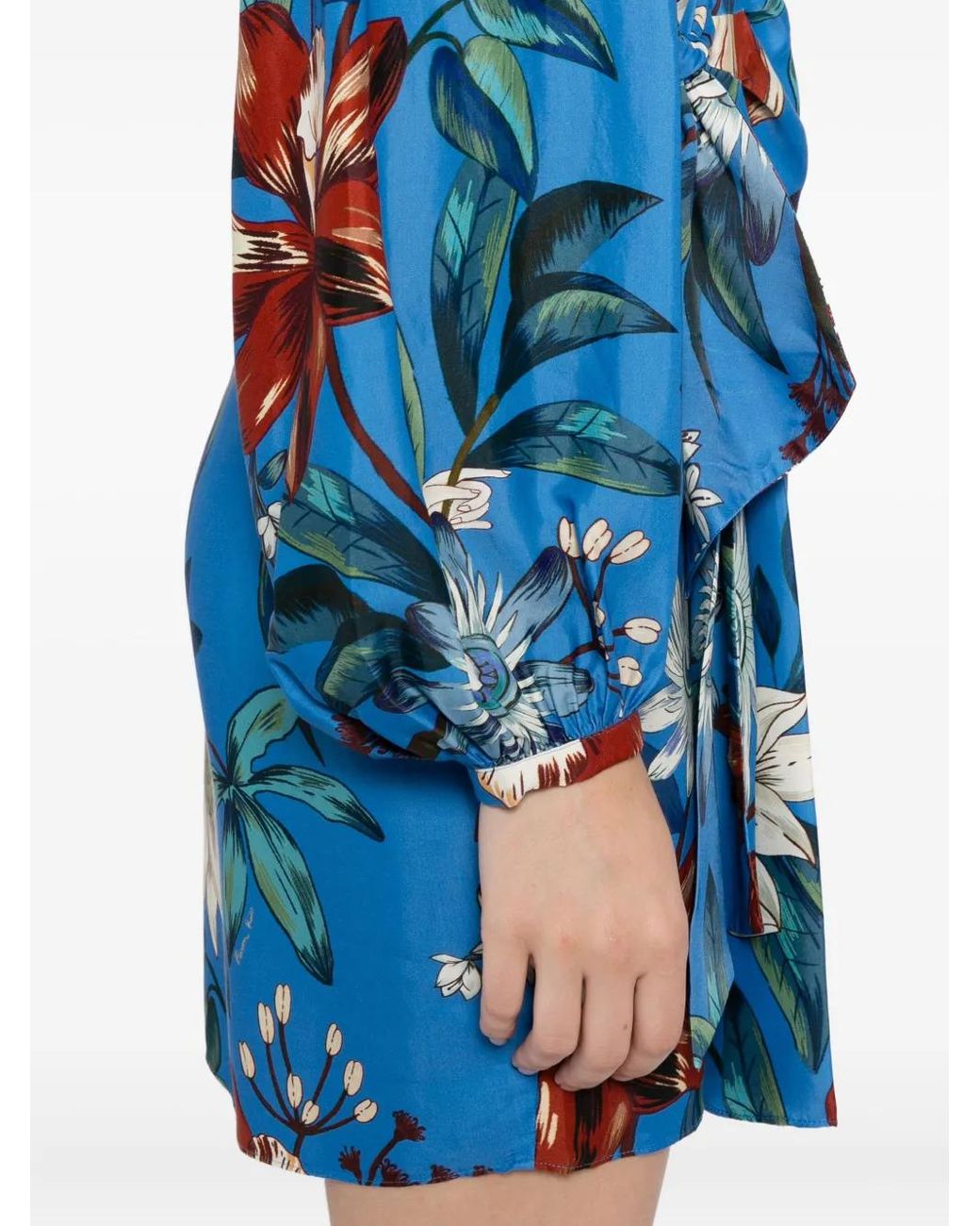 Farm Rio Blue Surreal Flowers Wrap Dress