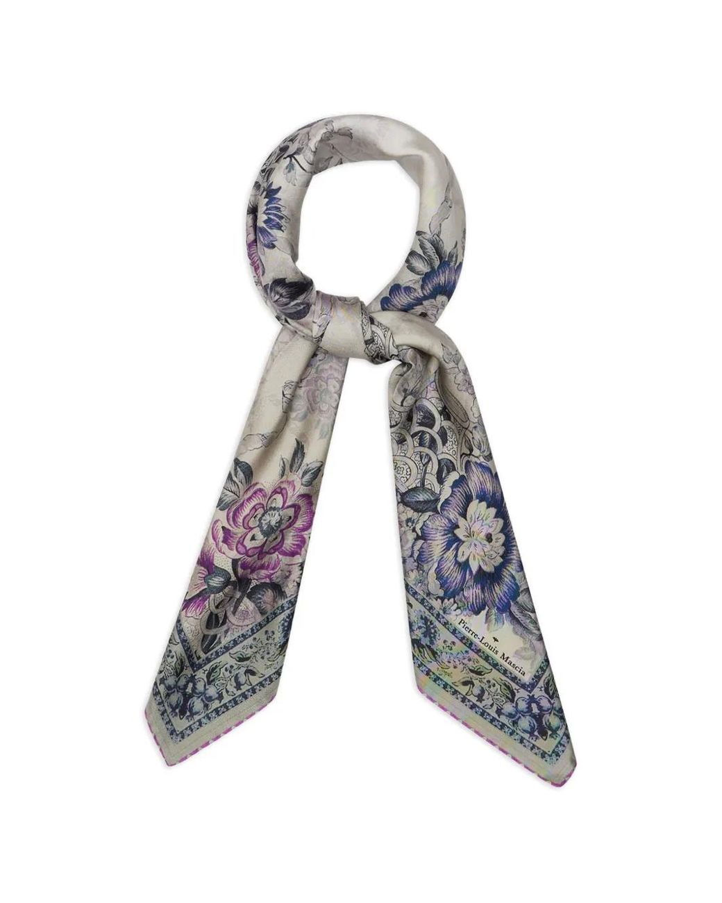 Pierre Louis Mascia Gray Cialda Floral-Print Bandana Scarf