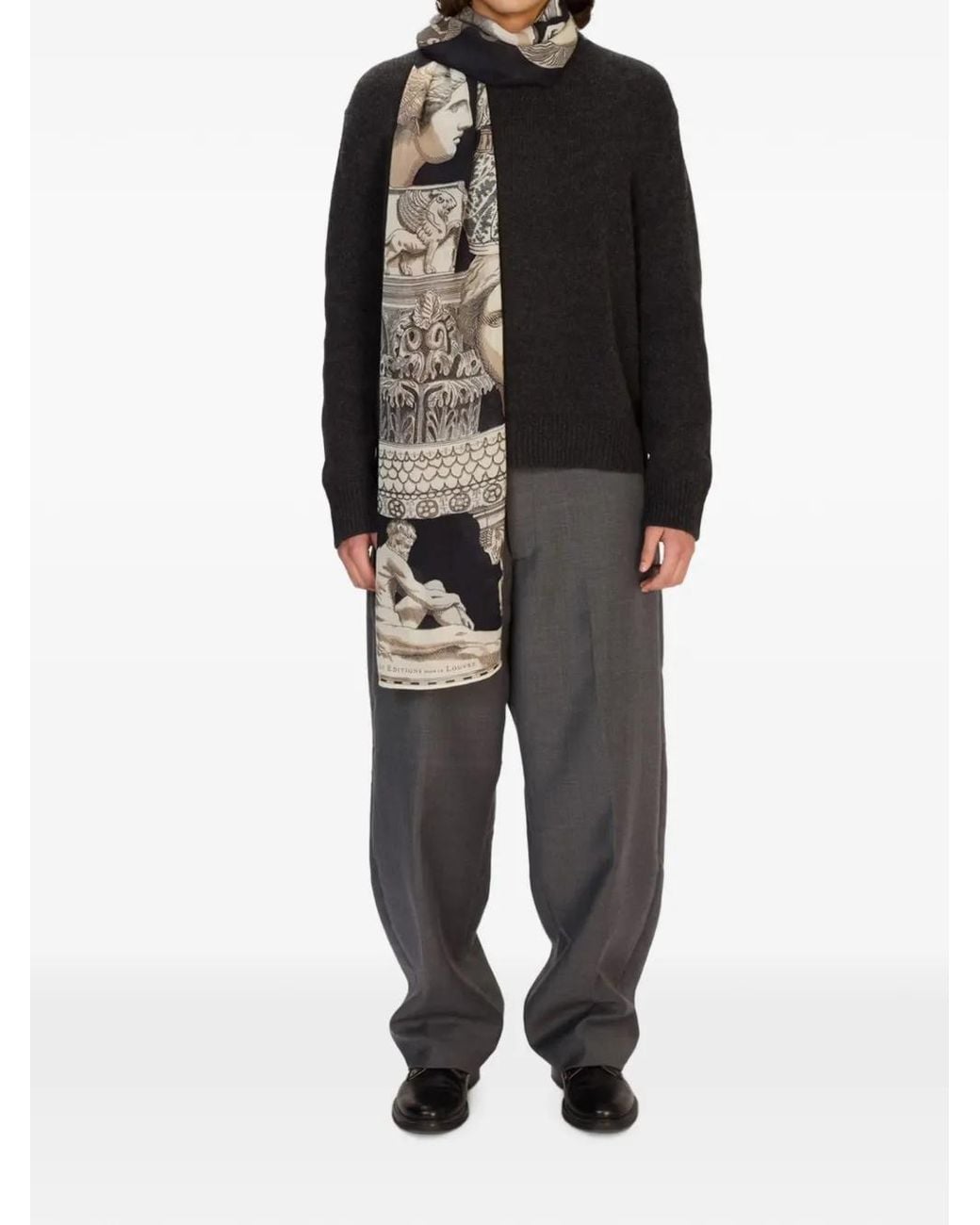 Inoui Edition Gray Archives 80 Graphic-Print Scarf