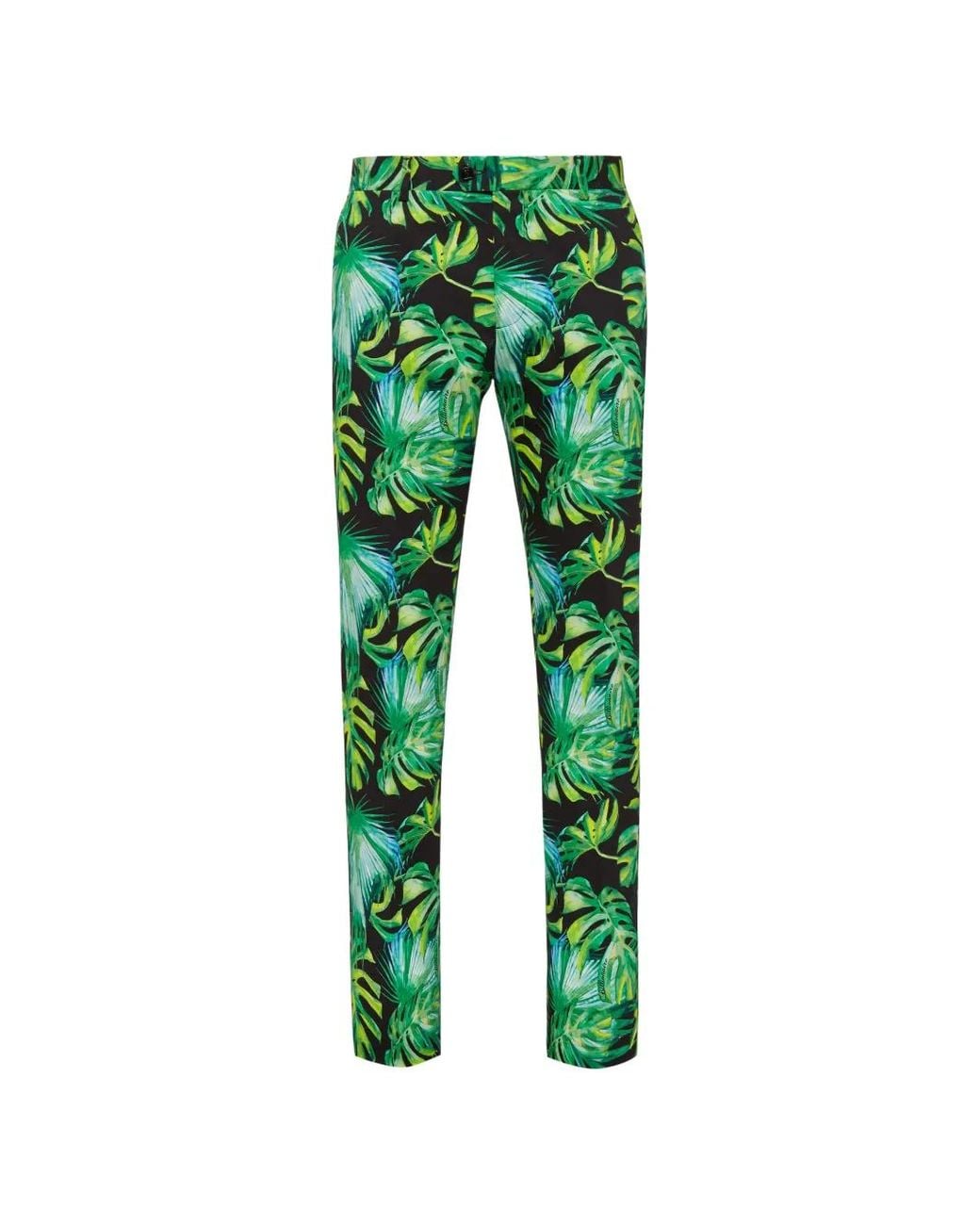 Billionaire Green Fs Palms Printed Slim-Fit Trousers for men