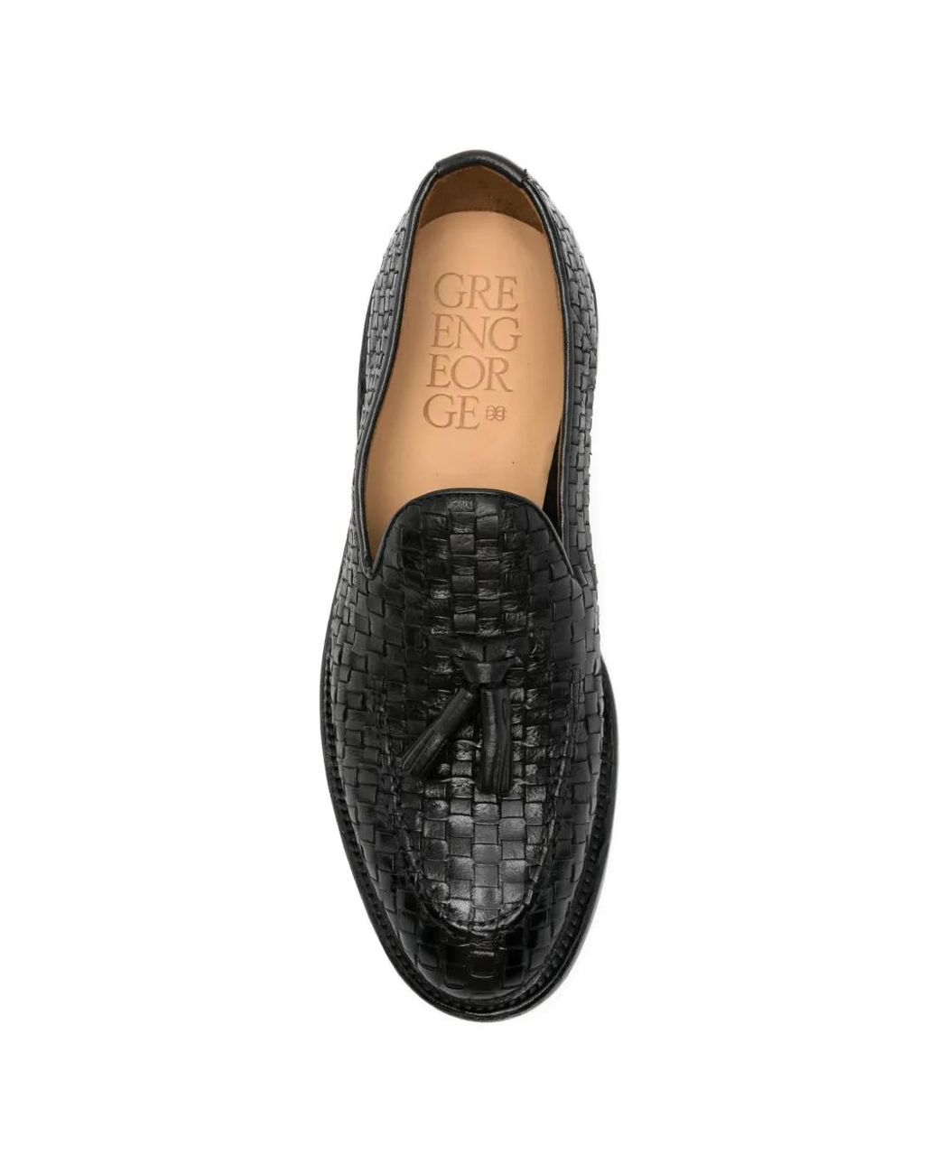 Green George Black Woven Tassel Loafers for men