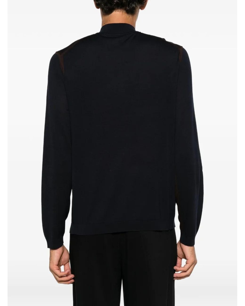 Emporio Armani Black Contrast-Trim High-Neck Sweater for men
