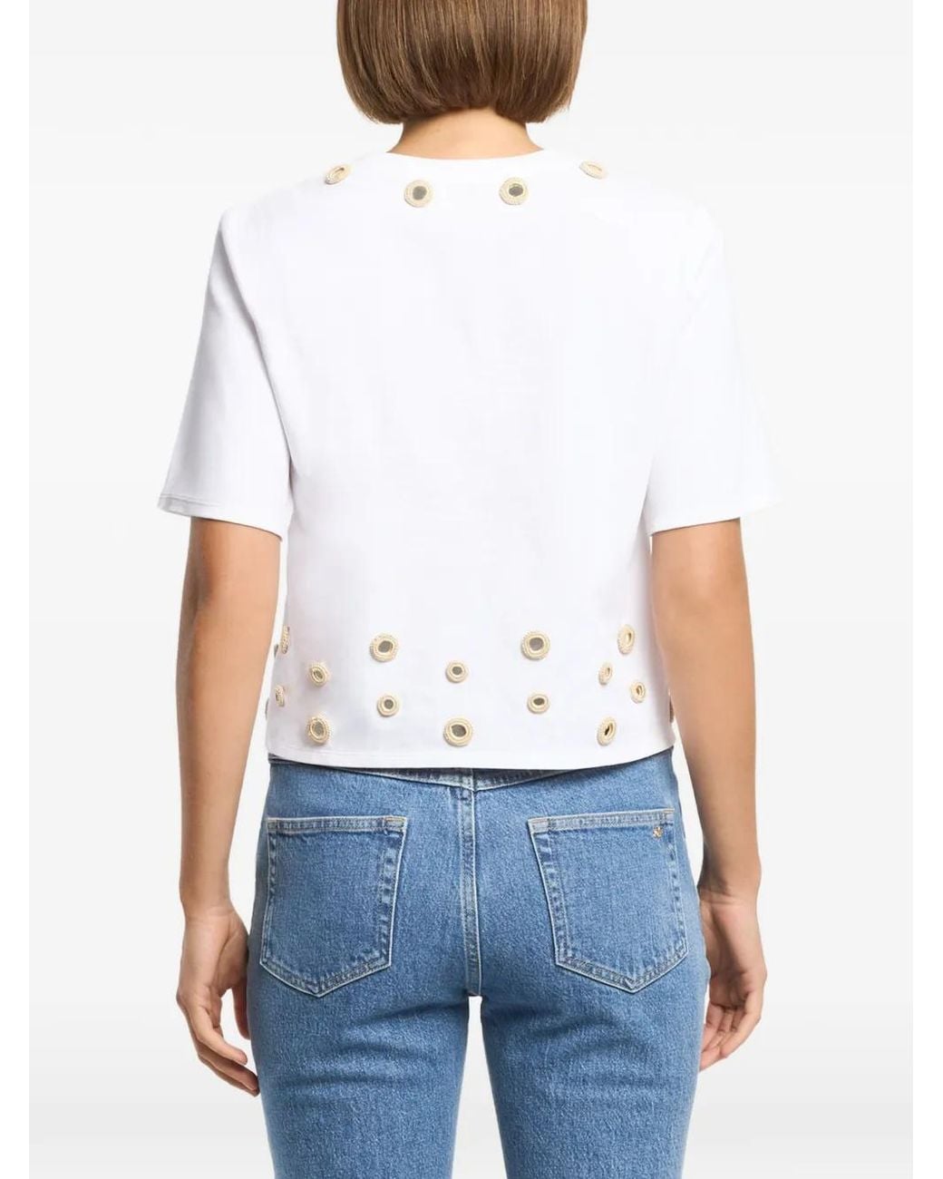 Cinq À Sept Bessy T-Shirt Verfraaid Met Gehaakte Details in het White