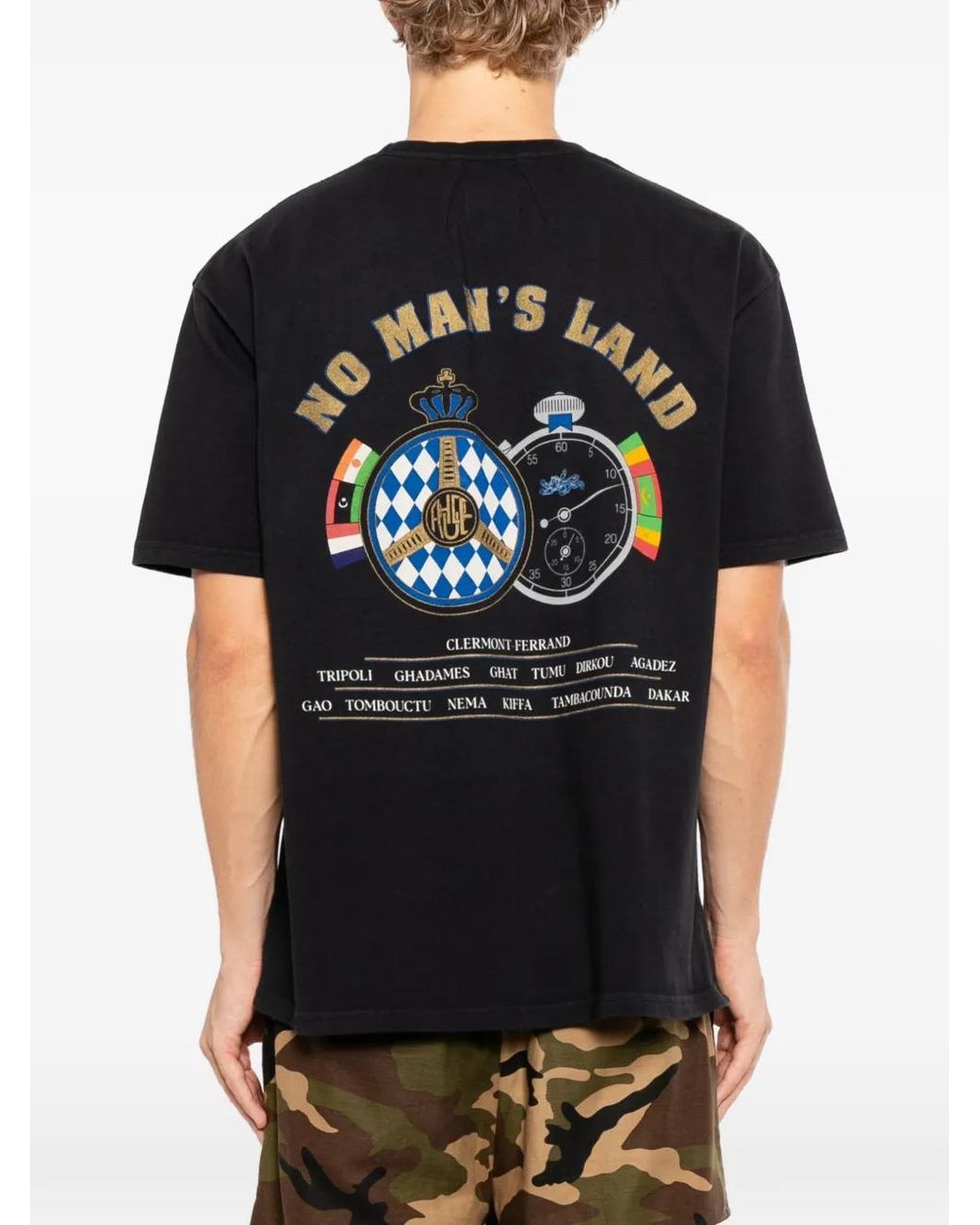 Rhude Black Graphic-Print T-Shirt for men