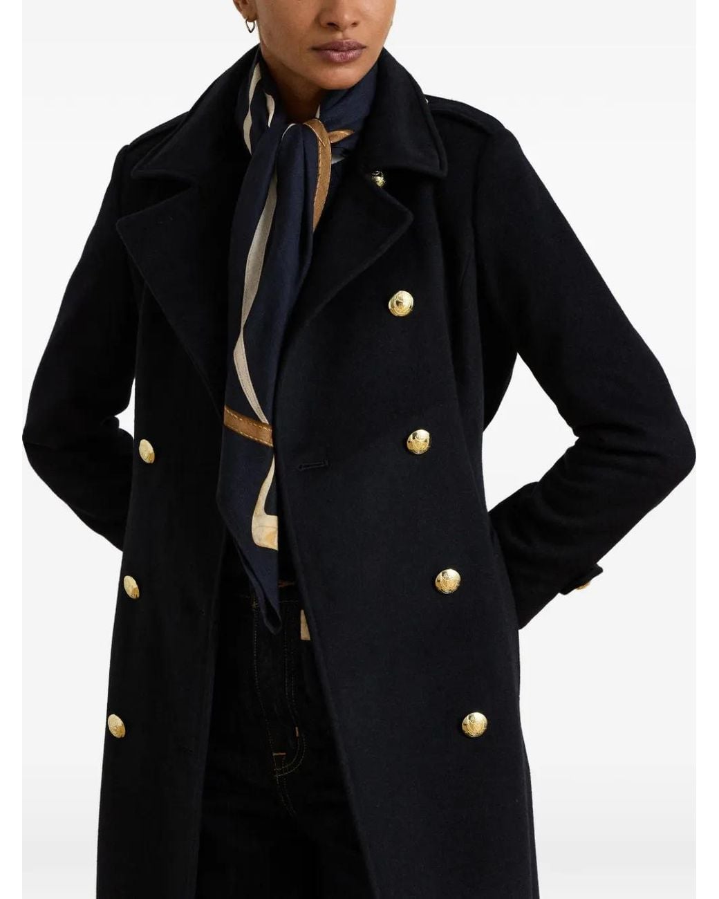 Ralph Lauren Blue Double-Breasted Belted Coat